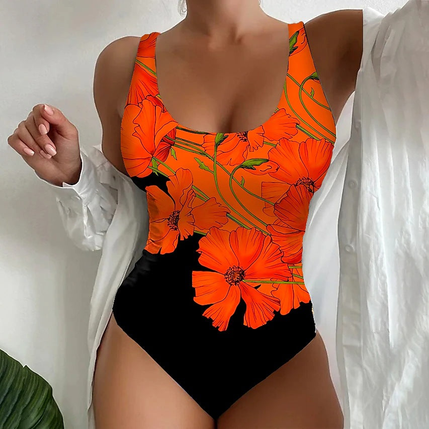 【M~5XL】Sexy jednodílné plavky s pruhovaným vzorem