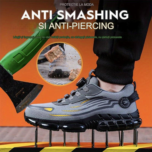 Las botas de seguridad para hombre, aptas para uso diario, son resistentes a los impactos y a las perforaciones, y cuentan con puntera de acero.