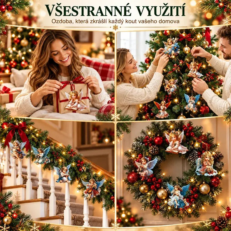🎁Jedna sada o 24 kusech stojí 520 Kč👼Dřevěné dvourozměrné vánoční ozdoby ve viktoriánském stylu ve tvaru andělů