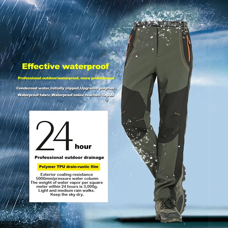 🔥【S-5XL】Pánské měkké, nepromokavé, větruodolné a prodyšné turistické kalhoty, teplé zateplené flísové kalhoty na outdoorové sporty
