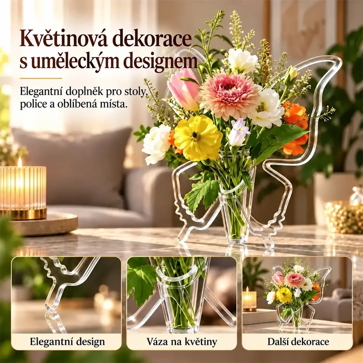🦋【1 kus】Dekorativní váza ve tvaru motýla – elegantní doplněk pro květiny i interiér.