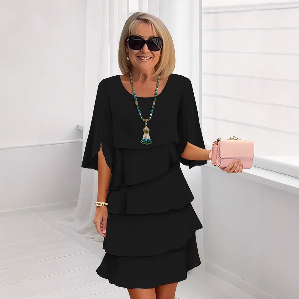 💃【S-3XL】🎁Elegantní vrstvené šaty s volánkovými rukávy – bez námahy vytvořte stylový vzhled vhodný pro všechny příležitosti💃
