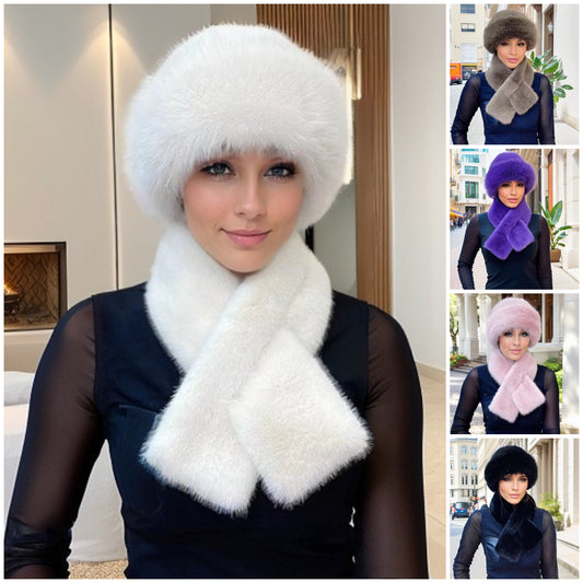 Zahustený teplý a vetruodolný [zimný módny šál + plyšová čiapka]