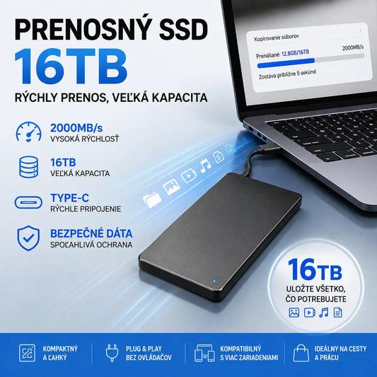 🔥🔥【Posledný deň s 50% zľavou】Prenosný pevný disk 16TB