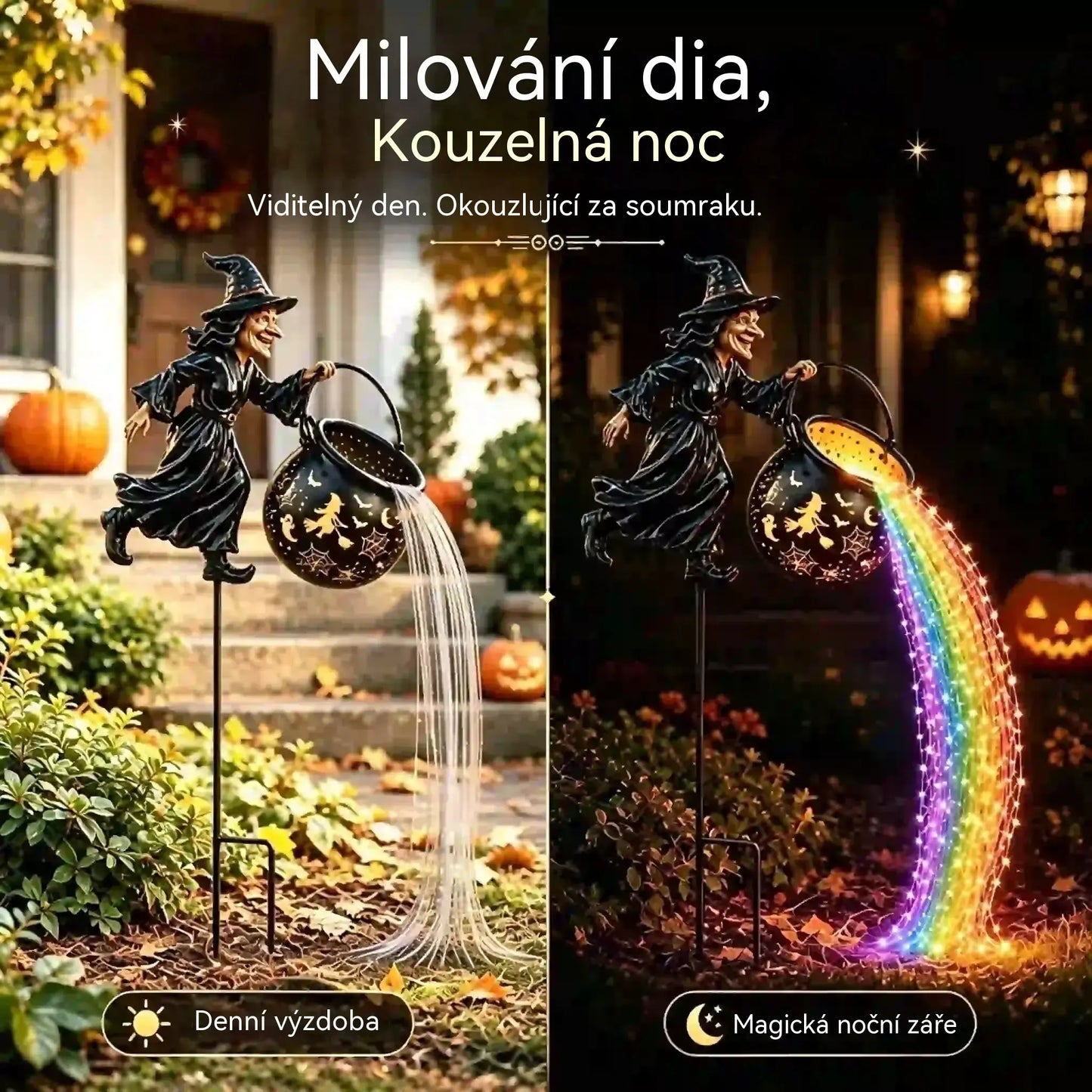 🧙‍♀️🎃 Zahradní lampa Čarodějnický kotel s LED světlem – Úžasná venkovní dekorace 🔮✨