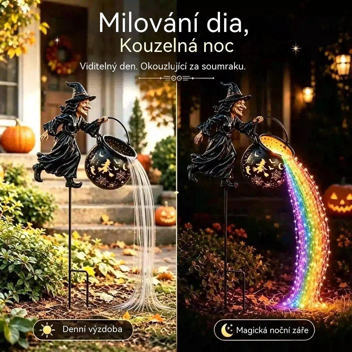 🧙‍♀️🎃 Zahradní lampa Čarodějnický kotel s LED světlem – Úžasná venkovní dekorace 🔮✨