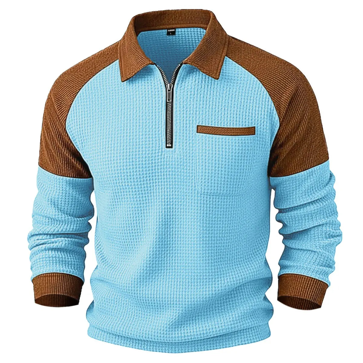 👕【S–3XL】Pánská mikina s rolákem a vzorem vaflového úpletu✨🧥