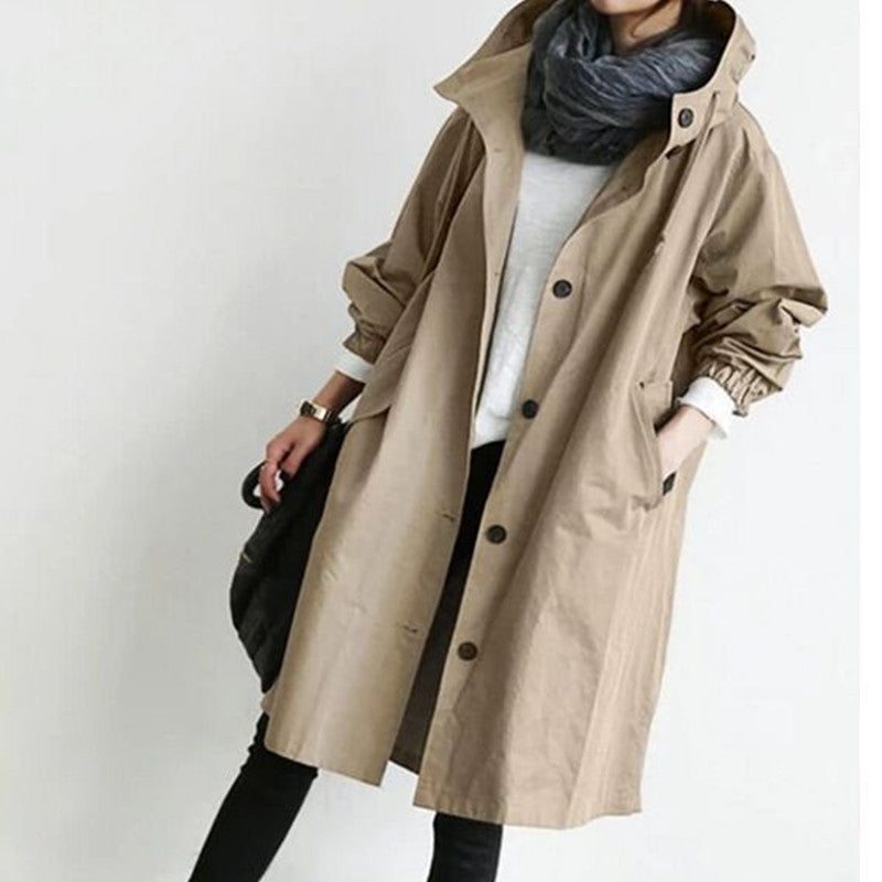 🌾✨【S-5XL】Nueva gabardina casual de mujer con mangas largas y capucha