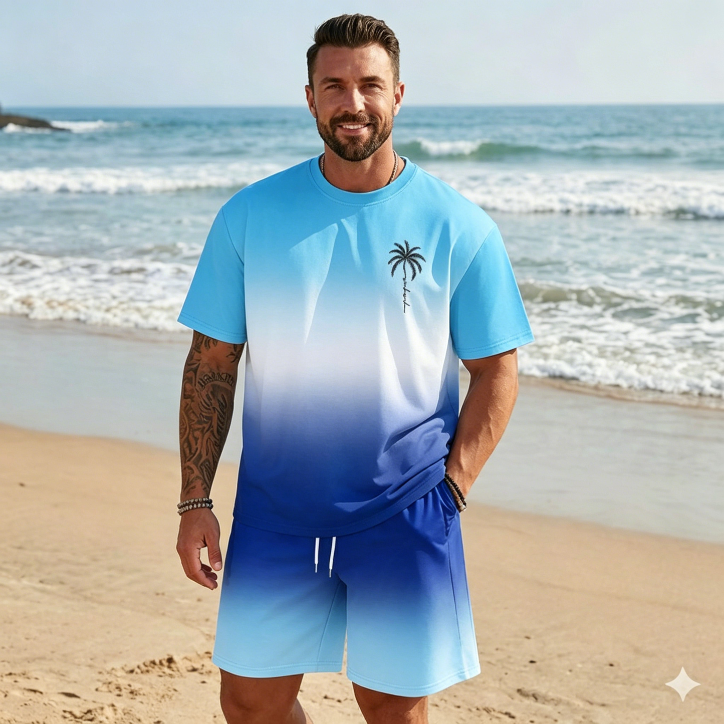 Doprava zdarma 🌴【S-5XL】Nový letní pánský oblek s potiskem trička a kraťasů, volný ležérní vzhled