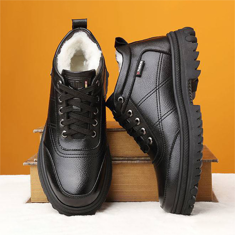 🔥【39-44】 Zimowe, ciepłe męskie skórzane buty z grubą podeszwą