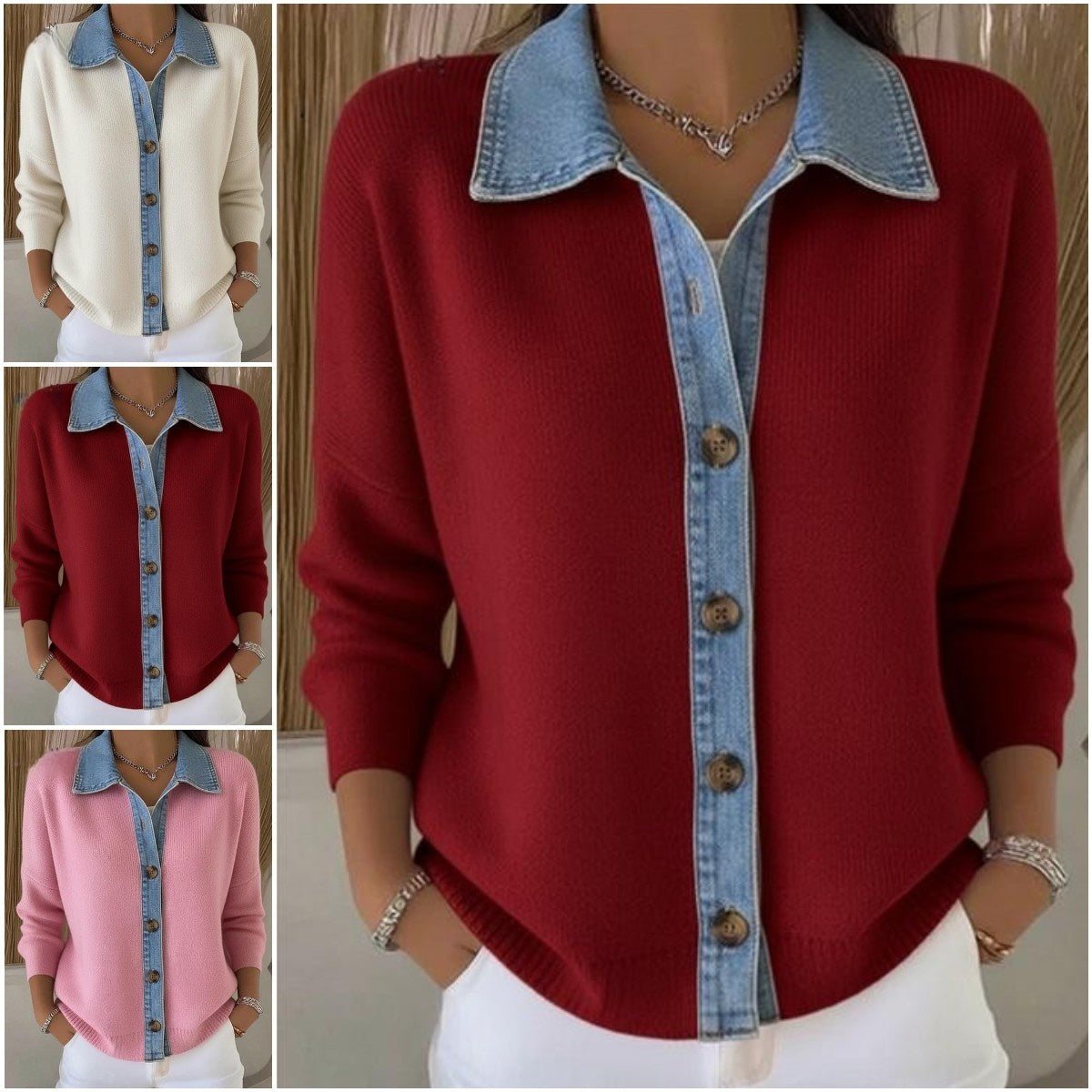 🔥【S-3XL】2025 Nowy patchworkowy kardigan z jeansu